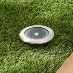 4er Set Solar Terrassen‑Einbaustrahler in Warmweiß, Silber