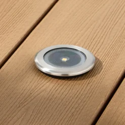 4er Set Solar Terrassen‑Einbaustrahler in Warmweiß, Silber
