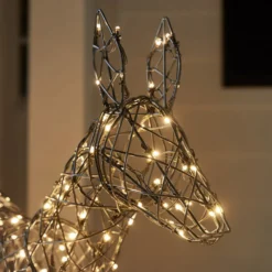 2er Set springende LED-Rentier Hirschkuh & Rehkitz L Harlow
