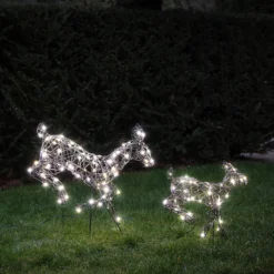 2er Set springende LED-Rentierefamilie Hirschkuh & Rehkitz M Harlow