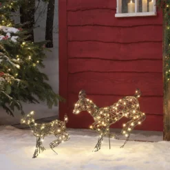 2er Set springende LED-Rentierefamilie Hirschkuh & Rehkitz M Harlow