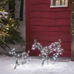2er Set springende LED-Rentierefamilie Hirschkuh & Rehkitz M Harlow