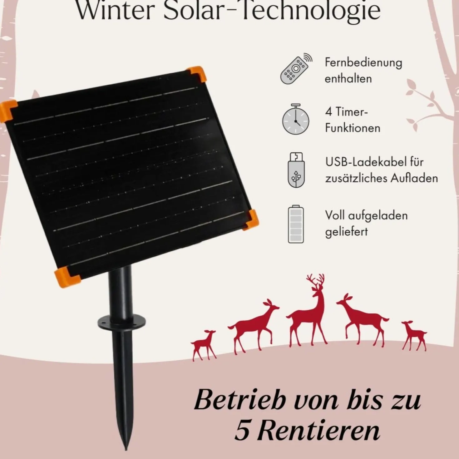 2er Set springende Solar-LED-Rentiere Hirschkuh & Rehkitz L Harlow