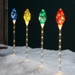 4er Set Stableuchten Weihnachtsdeko außen bunt