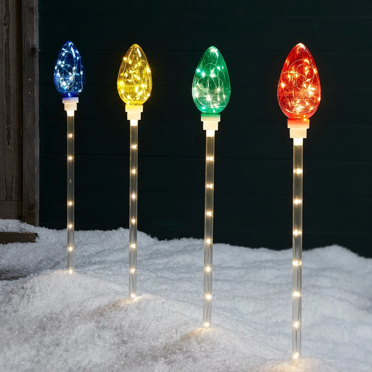 4er Set Stableuchten Weihnachtsdeko außen bunt
