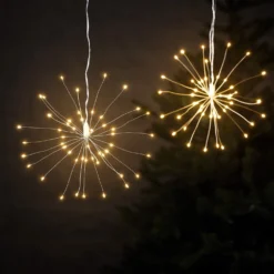 2er Set Sternenbälle silber Weihnachtsdeko außen