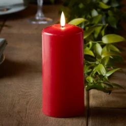 4er Set TruGlow® LED-Adventskerzen Echtwachs Rot 15cm
