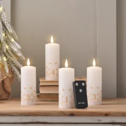4er Set TruGlow® LED Adventskerzen Echtwachs mit Zahlen