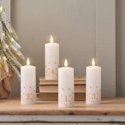 4er Set TruGlow® LED Adventskerzen Echtwachs mit Zahlen