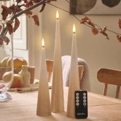 3er Set TruGlow® LED-Kegelkerzen mit Fernbedienung Bronze-Ombre