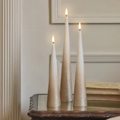 3er Set TruGlow® LED-Kegelkerzen mit Fernbedienung Bronze-Ombre