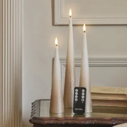 3er Set TruGlow® LED-Kegelkerzen mit Fernbedienung Bronze-Ombre