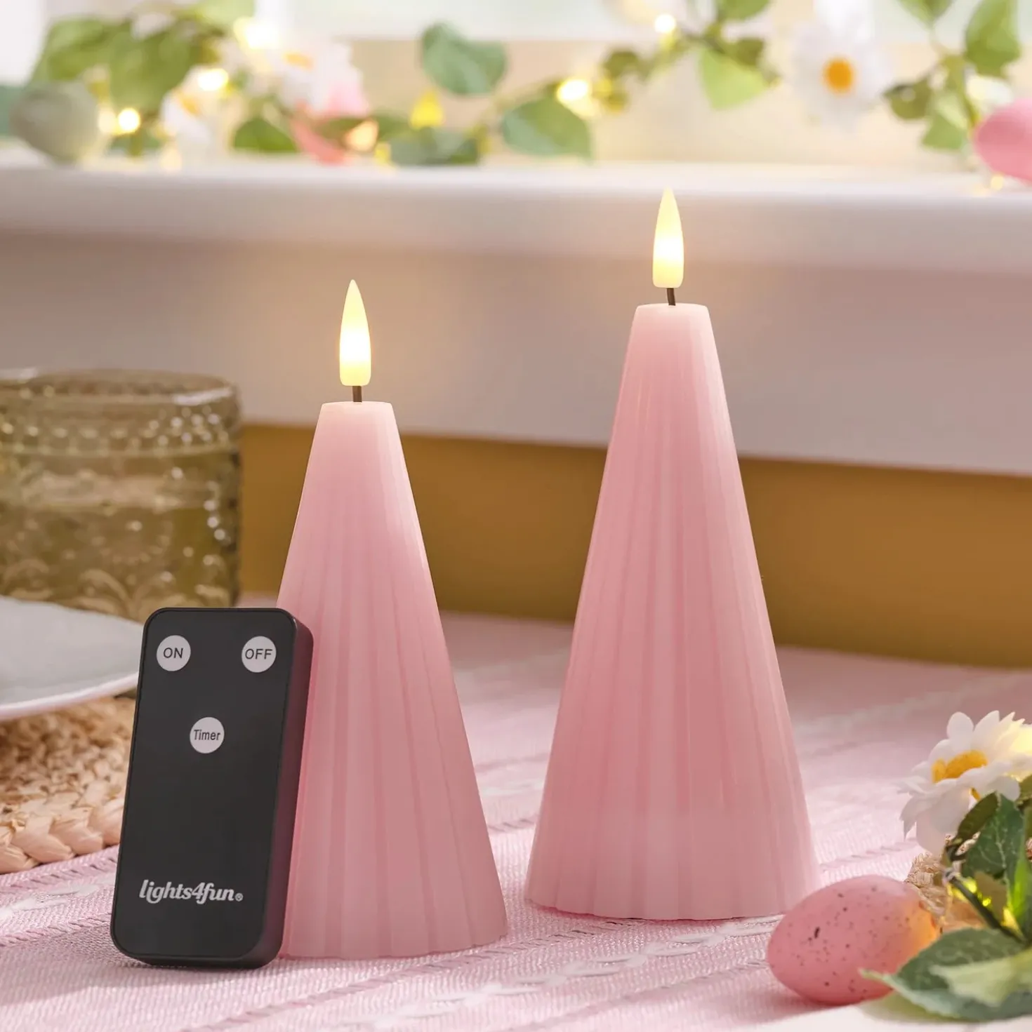 2er Set TruGlow® LED-Kegelkerzen mit Fernbedienung
