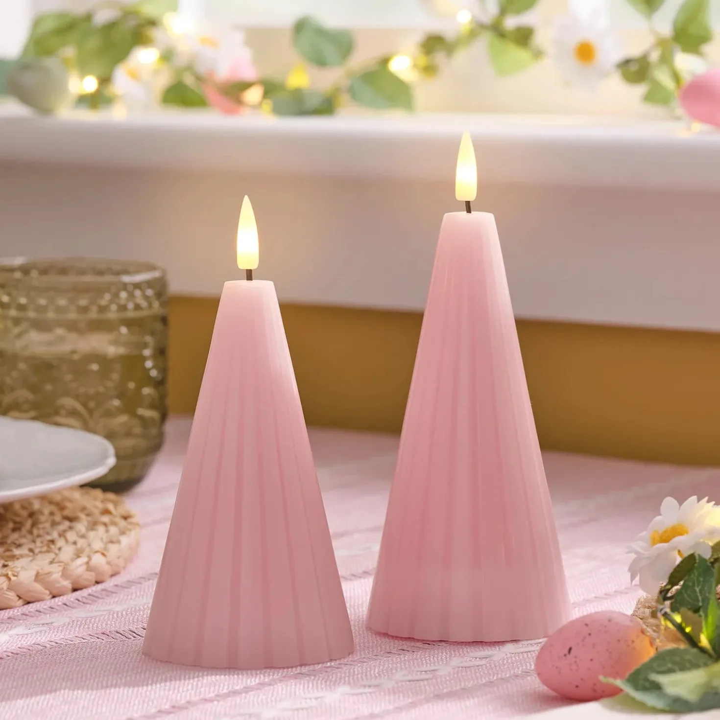 2er Set TruGlow® LED-Kegelkerzen mit Fernbedienung