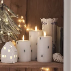 3er Set TruGlow® LED Kerzen Echtwachs mit Weihnachtsbäumen