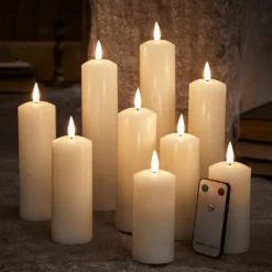 9er Set TruGlow® LED Kerzen Echtwachs mit Fernbedienung