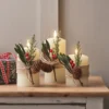 3er Set TruGlow® LED Kerzen Echtwachs mit Winterlaub