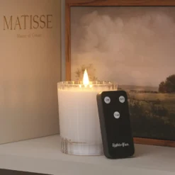 2er Set TruGlow® LED-Kerzen im geriffelten Glas mit Fernbedienung in Weiß