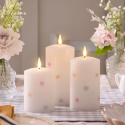 3er Set TruGlow® LED-Kerzen mit Blumen & Fernbedienung
