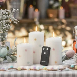 3er Set TruGlow® LED-Kerzen mit Blumen & Fernbedienung