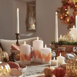 3er Set TruGlow® LED Kerzen mit Herbstblättern