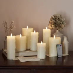 7er Set TruGlow® LED Kerzen mit Wachstropfen mit Fernbedienung