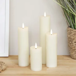 4er Set TruGlow® LED Kerzen schmal mit Wachstropfen mit Fernbedienung