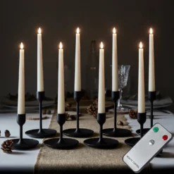 8er Set TruGlow® LED Stabkerzen Echtwachs elfenbeinfarben mit Fernbedienung