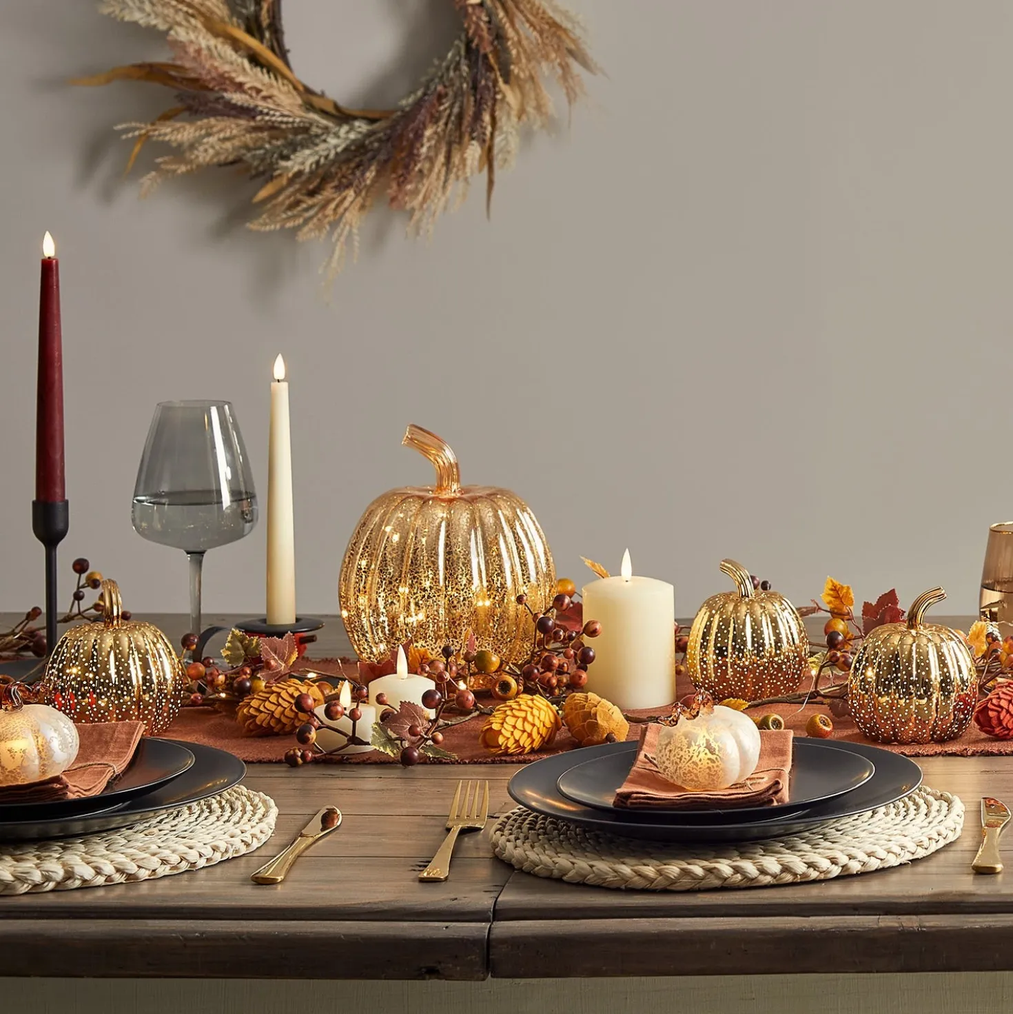6er Set TruGlow® LED Stabkerzen Echtwachs Herbst mit Fernbedienung