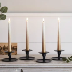 4er Set TruGlow® LED Stabkerzen Echtwachs bronze ombré mit Fernbedienung