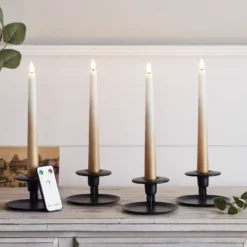 4er Set TruGlow® LED Stabkerzen Echtwachs bronze ombré mit Fernbedienung