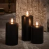 3er Set TruGlow® LED Stumpenkerzen schwarz