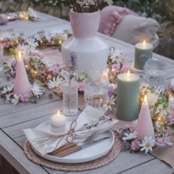 3er Set TruGlow® LED-Stumpenkerzen salbeigrün