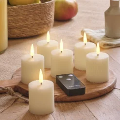 6er Set TruGlow® LED-Votivkerzen mit Fernbedienung in Elfenbeinfarben