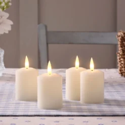 4er Set TruGlow® LED Votivkerzen Echtwachs elfenbeinfarben wiederaufladbar mit Fernbedienung
