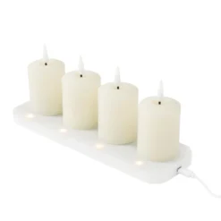 4er Set TruGlow® LED Votivkerzen Echtwachs elfenbeinfarben wiederaufladbar mit Fernbedienung