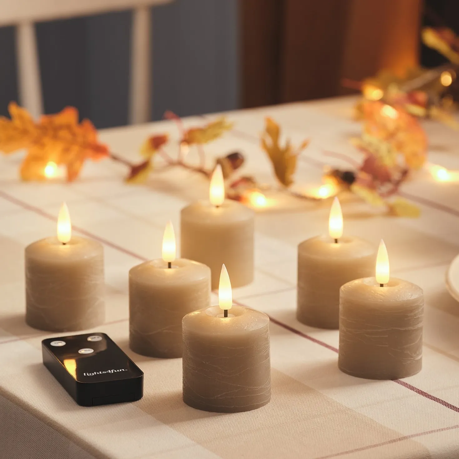 6er Set TruGlow® LED‑Votivkerzen mit Fernbedienung in Taupefarben