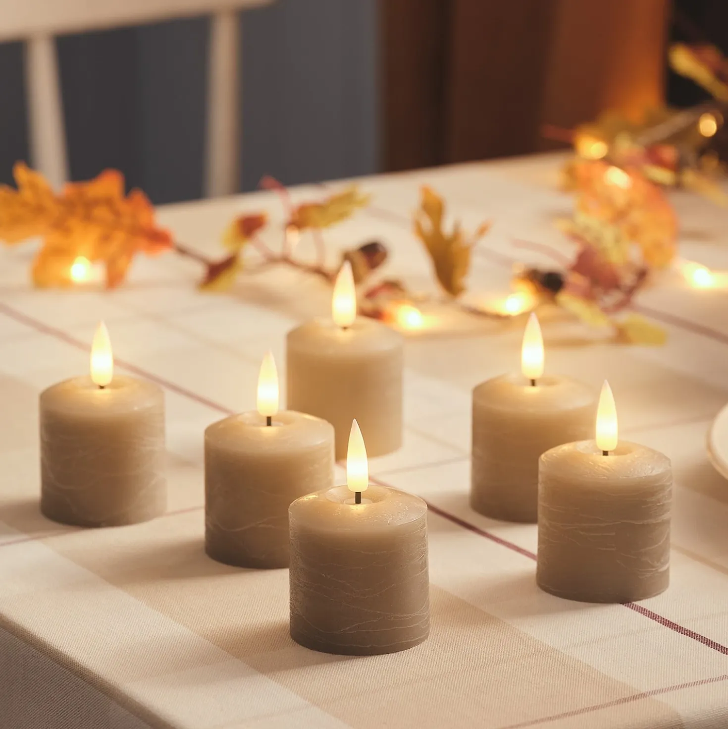 6er Set TruGlow® LED‑Votivkerzen mit Fernbedienung in Taupefarben