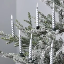 10er Set TruGlow® Weihnachtsbaumkerzen Silber