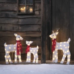 3er Set verschneite 2D LED-Rentierfamilie