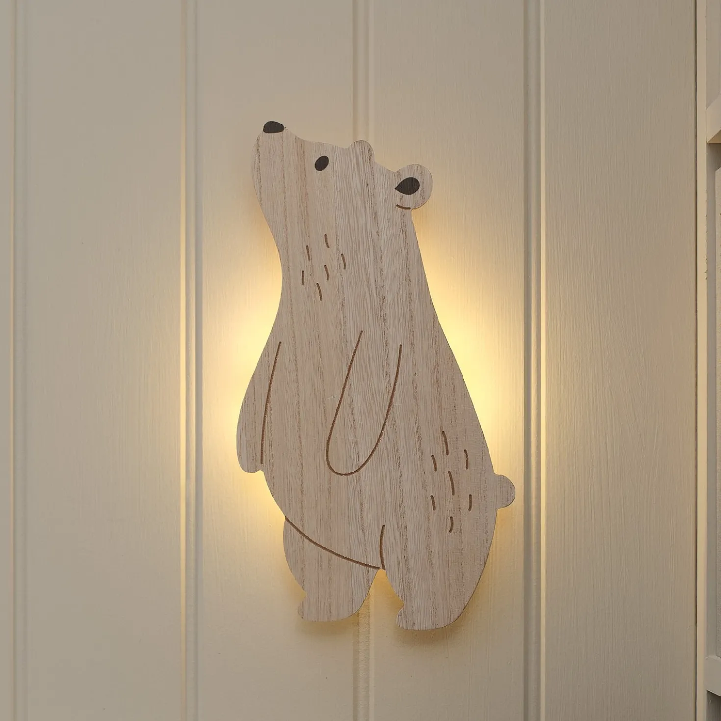 2er Set Wand‑Nachtlichter Kinderzimmer Mond & Bär