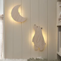 2er Set Wand‑Nachtlichter Kinderzimmer Mond & Bär
