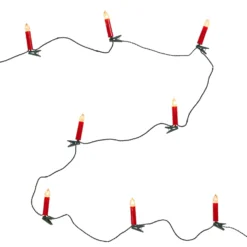 5er Set Weihnachtsbaumkerzen Lichterkette rot