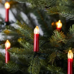 5er Set Weihnachtsbaumkerzen Lichterkette rot