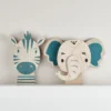 2er Set Zebra & Elefant Wandlampen Kinderzimmer