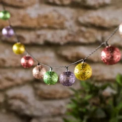 20er Solar Lichterkette marokkanische Kugeln bunt USB wiederaufladbar