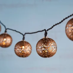 16er Solar Lichterkette marokkanische Kugeln bronzefarben