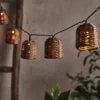 10er Solar Lichterkette Rattan Laternen