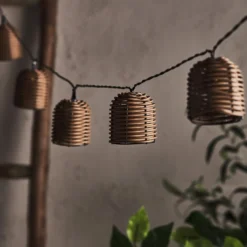 10er Solar Lichterkette Rattan Laternen