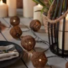 10er Solar Lichterkette Rattan Kugeln